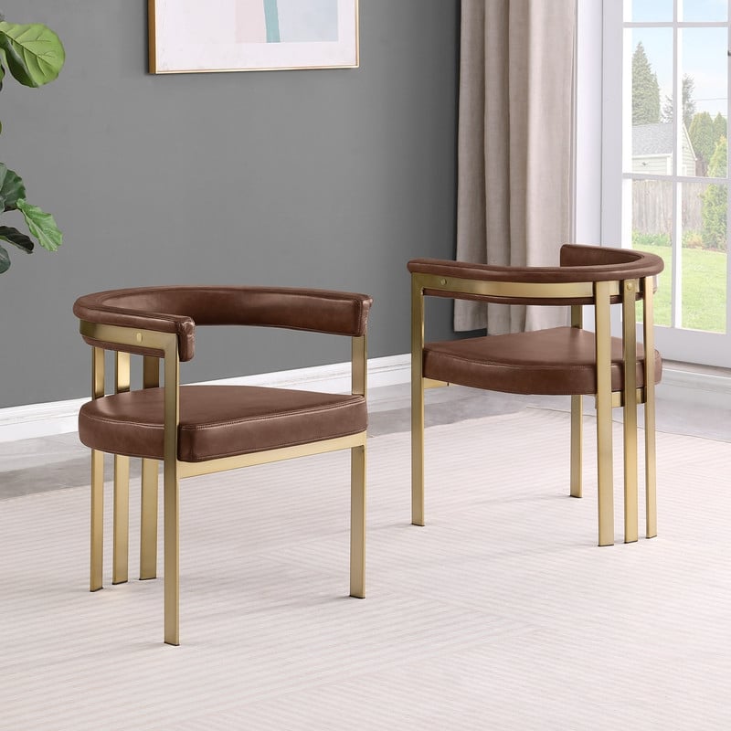 Best Quality Furniture Faux Leather Leathaire Dining Chairs in Mocha Brown