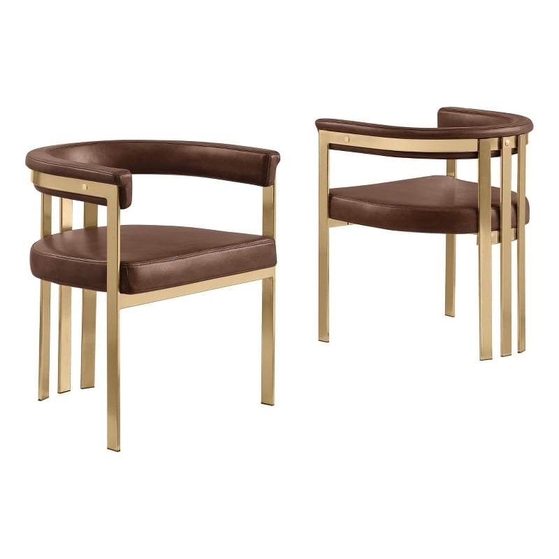 Best Quality Furniture Faux Leather Leathaire Dining Chairs in Mocha Brown