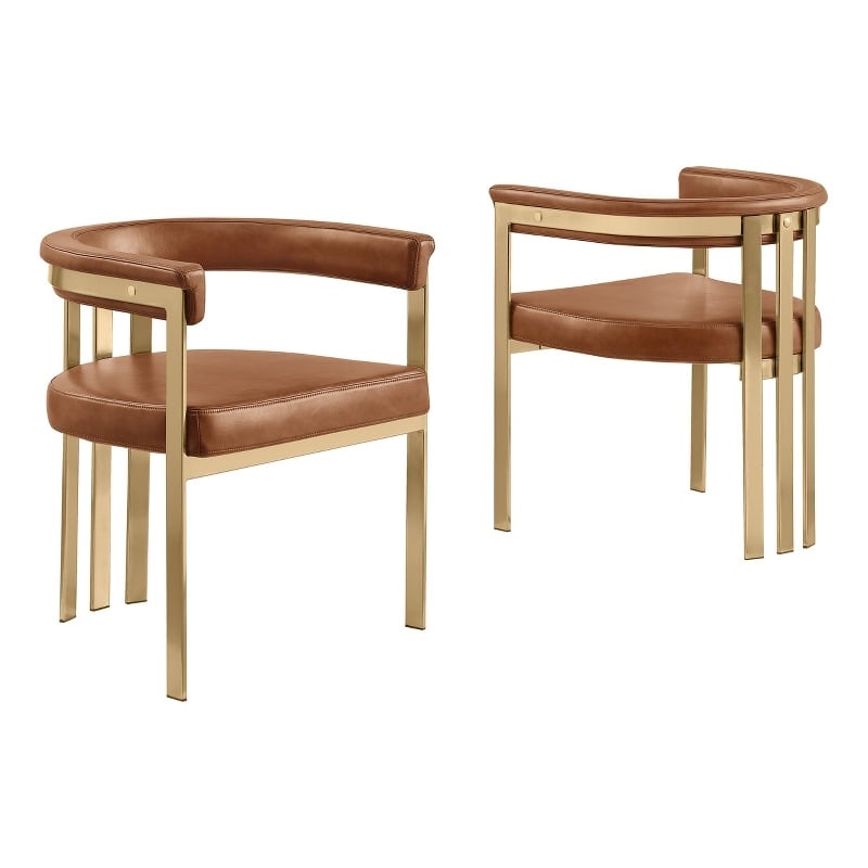Best Quality Furniture Faux Leather Leathaire Dining Chairs in Toffee Brown