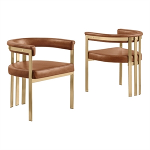 Best Quality Furniture Faux Leather Leathaire Dining Chairs in Toffee Brown