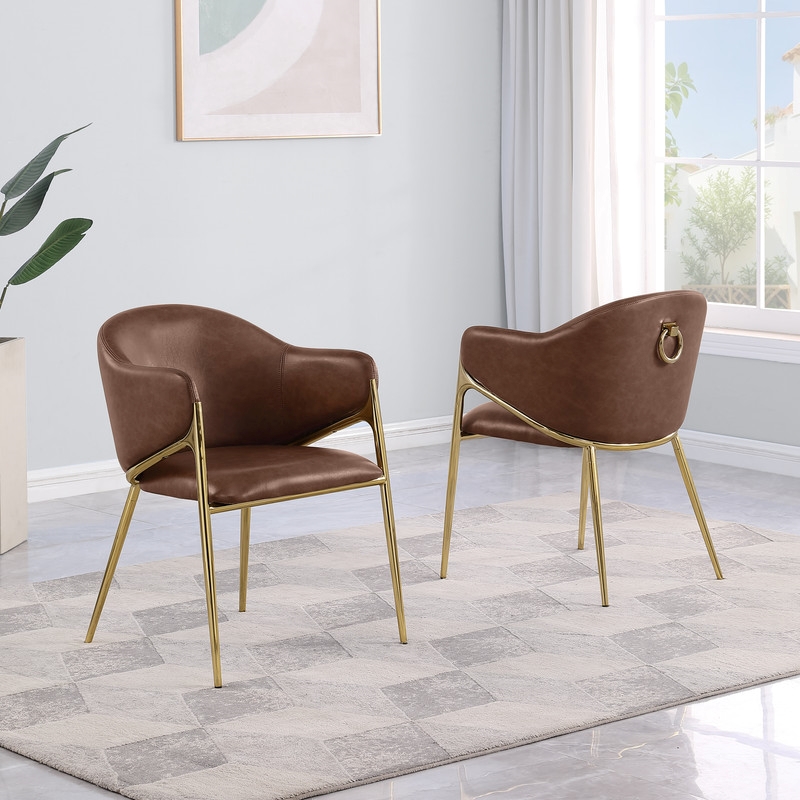 Best Quality Furniture Faux Leather Leathaire Dining Chairs in Mocha Brown