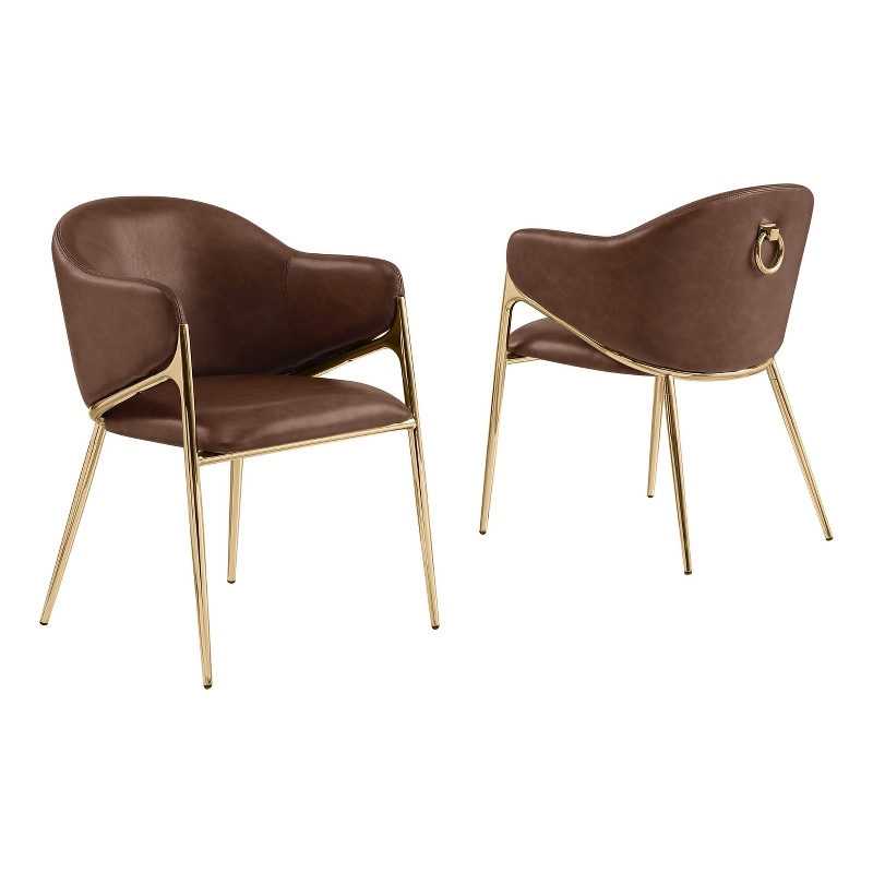 Best Quality Furniture Faux Leather Leathaire Dining Chairs in Mocha Brown