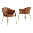 Best Quality Furniture Faux Leather Leathaire Dining Chairs in Toffee Brown