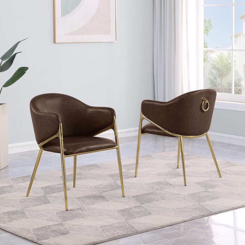 Best Quality Furniture Faux Leather Leathaire Dining Chairs in Espresso Brown