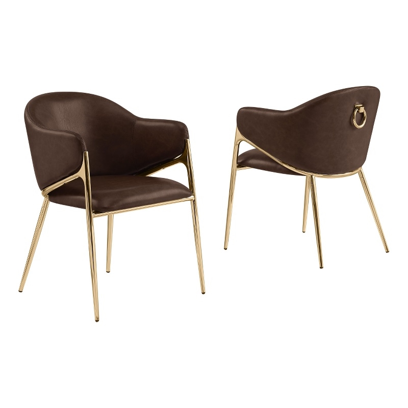 Best Quality Furniture Faux Leather Leathaire Dining Chairs in Espresso Brown