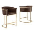 Best Quality Furniture Faux Leather Leathaire Counter Stools in Espresso Brown