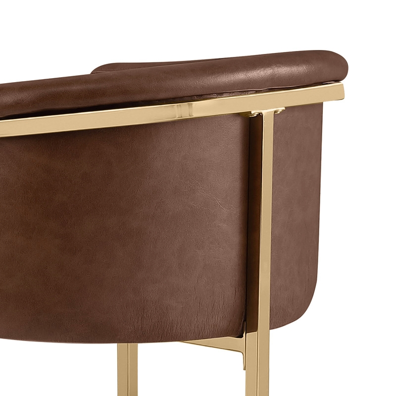 Best Quality Furniture Faux Leather Leathaire Bar Stools in Mocha Brown