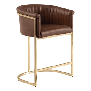 Best Quality Furniture Faux Leather Leathaire Bar Stools in Mocha Brown