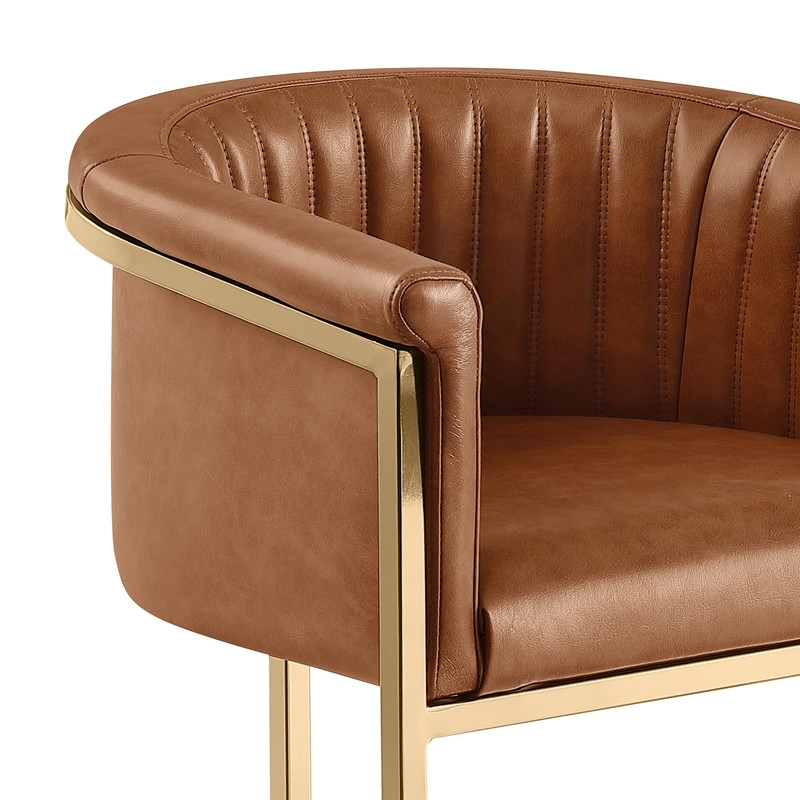 Best Quality Furniture Faux Leather Leathaire Bar Stools in Toffee Brown