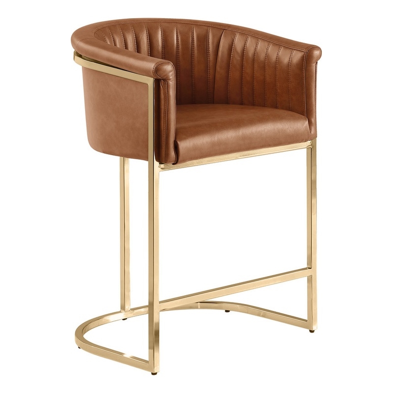 Best Quality Furniture Faux Leather Leathaire Bar Stools in Toffee Brown