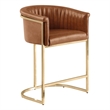 Best Quality Furniture Faux Leather Leathaire Bar Stools in Toffee Brown