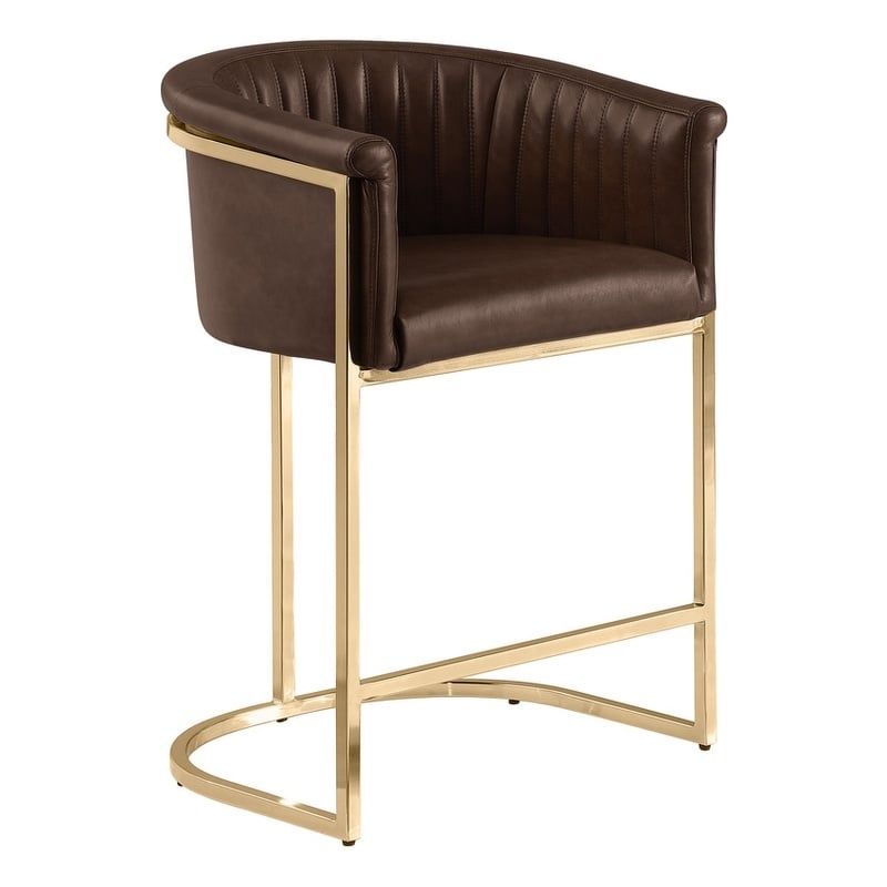 Best Quality Furniture Faux Leather Leathaire Bar Stools in Espresso Brown