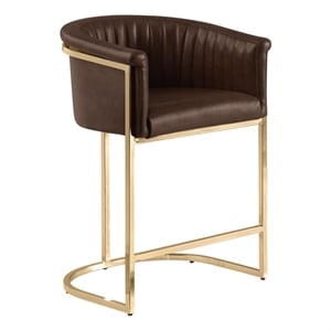 Best Quality Furniture Faux Leather Leathaire Bar Stools in Espresso Brown