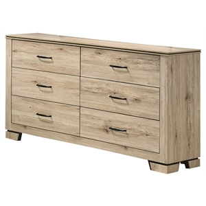 Best Quality Furniture Rustic Light Brown Oak Wood Double Dresser