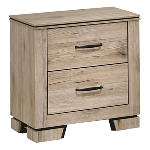 Best Quality Furniture Rustic Light Brown Oak Wood Nightstand with USB Charging