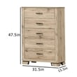 Best Quality Furniture Rustic Light Brown Oak Wood Bedroom Set with LED Lighting