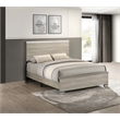 Best Quality Furniture Rustic Gray Beige Wood Panel Bed with LED Headboard