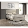 Best Quality Furniture Rustic Gray Beige Wood Panel Bed with LED Headboard