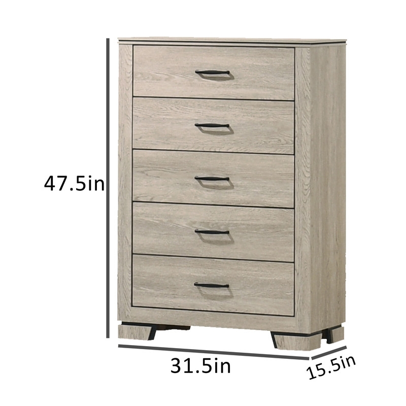 Best Quality Furniture Rustic Gray Beige Oak Wood Vertical Dresser