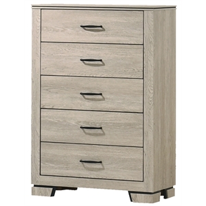 Best Quality Furniture Rustic Gray Beige Oak Wood Vertical Dresser