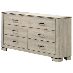 Best Quality Furniture Rustic Gray Beige Oak Wood Double Dresser