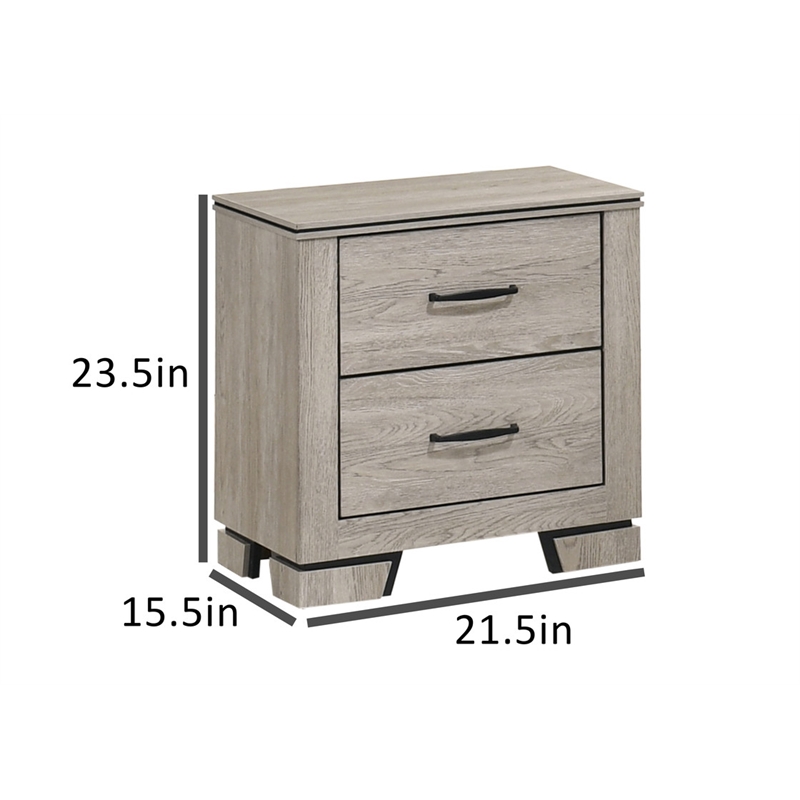 Best Quality Furniture Rustic Gray Beige Oak Wood Nightstand with USB Charging