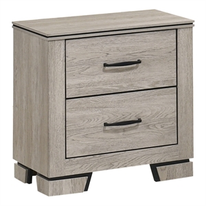 Best Quality Furniture Rustic Gray Beige Oak Wood Nightstand with USB Charging