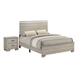 Best Quality Furniture Rustic Gray Beige Wood Bedroom Set with LED Lighting