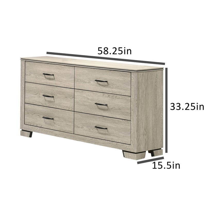 Best Quality Furniture Rustic Gray Beige Wood Bedroom Set with LED Lighting