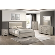 Best Quality Furniture Rustic Gray Beige Wood Bedroom Set with LED Lighting