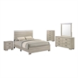 Best Quality Furniture Rustic Gray Beige Wood Bedroom Set with LED Lighting