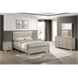 Best Quality Furniture Rustic Gray Beige Wood Bedroom Set with LED Lighting