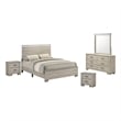 Best Quality Furniture Rustic Gray Beige Wood Bedroom Set with LED Lighting
