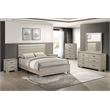 Best Quality Furniture Rustic Gray Beige Wood Bedroom Set with LED Lighting