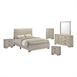 Best Quality Furniture Rustic Gray Beige Wood Bedroom Set with LED Lighting