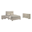 Best Quality Furniture Rustic Gray Beige Wood Bedroom Set with LED Lighting