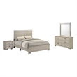 Best Quality Furniture Rustic Gray Beige Wood Bedroom Set with LED Lighting