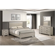 Best Quality Furniture Rustic Gray Beige Wood Bedroom Set with LED Lighting