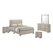 Best Quality Furniture Rustic Gray Beige Wood Bedroom Set with LED Lighting