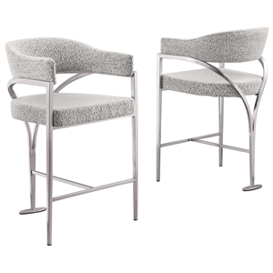 Best Quality Furniture Boucle Fabric Counter Stools with Silver Chrome Iron Base