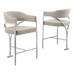 Best Quality Furniture Boucle Fabric Counter Stools with Silver Iron Chrome Base