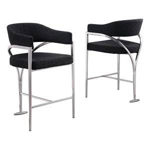 Best Quality Furniture Boucle Fabric Counter Stools with Silver Iron Chrome Base
