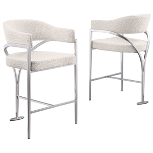 Best Quality Furniture Boucle Fabric Counter Stools with Silver Iron Chrome Base