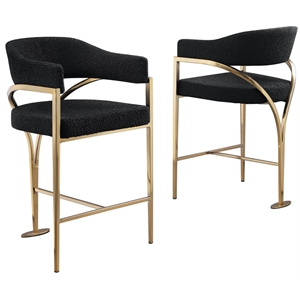 Best Quality Furniture Boucle Fabric Counter Stools with Gold Iron Chrome Base