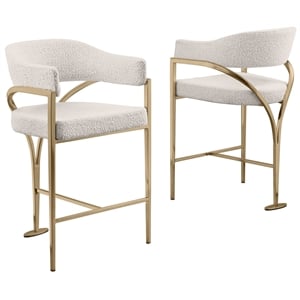 Best Quality Furniture Boucle Fabric Counter Stools with Gold Iron Chrome Base