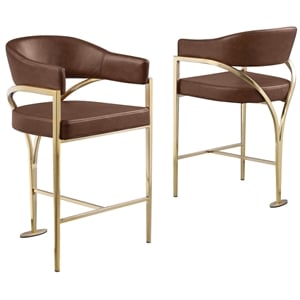 Best Quality Furniture Leathaire Counter Stools with Gold Iron Chrome Base