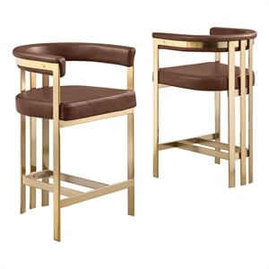 Best Quality Furniture Leathaire Counter Stools with Gold Iron Chrome Base