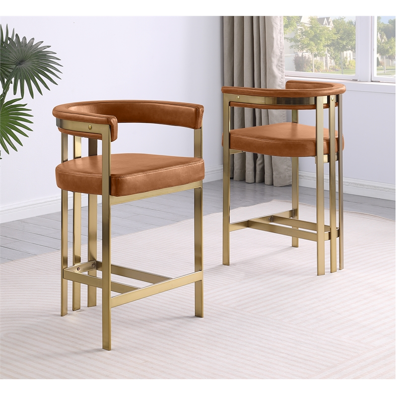 Best Quality Furniture Leathaire Counter Stools with Gold Iron Chrome Base