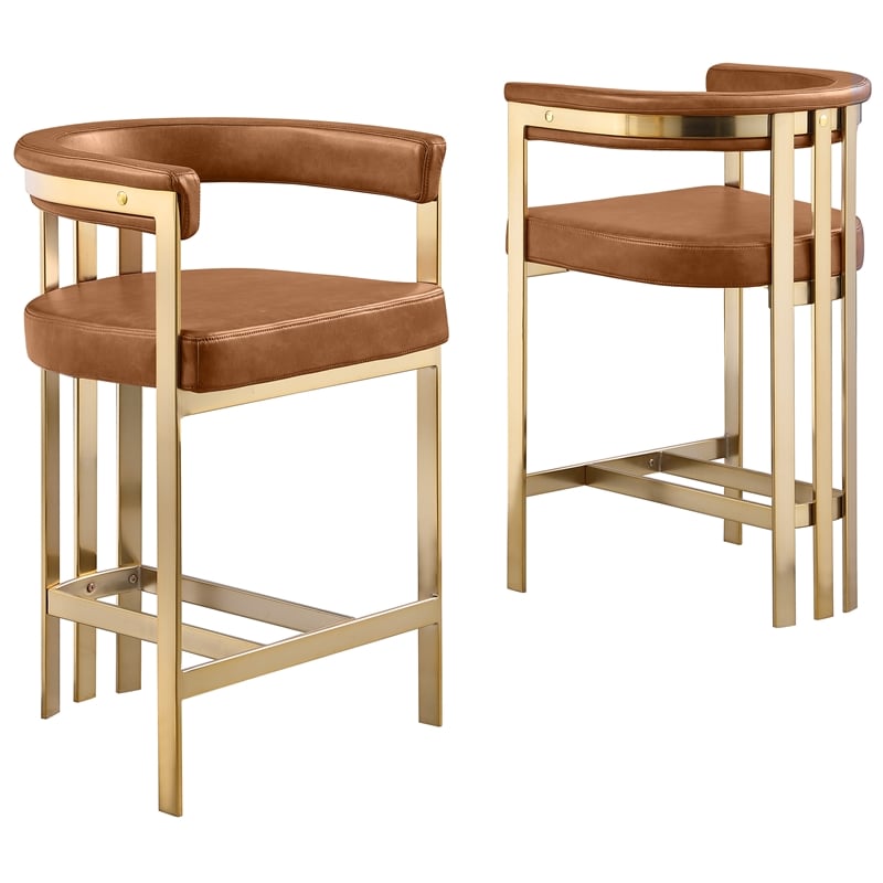 Best Quality Furniture Leathaire Counter Stools with Gold Iron Chrome Base