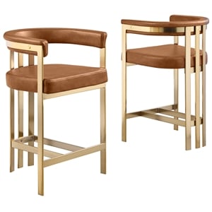 Best Quality Furniture Leathaire Counter Stools with Gold Iron Chrome Base